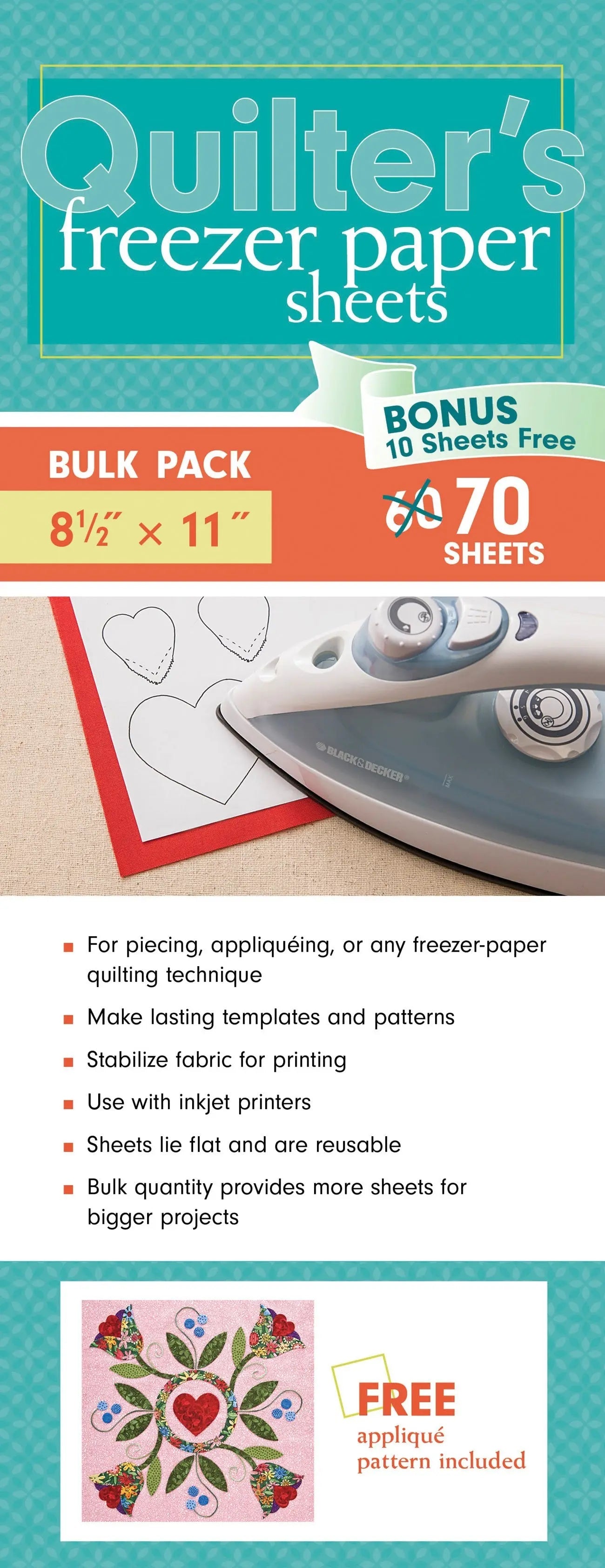 Quilters Freezer Paper Sheets - Bulk Pack of 70