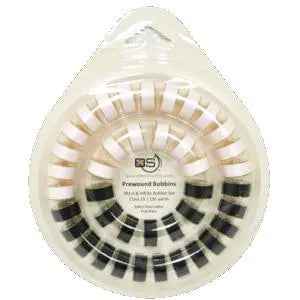 Bobinas Class 15 de Quilters Select - Negro y Blanco, Juego de 40