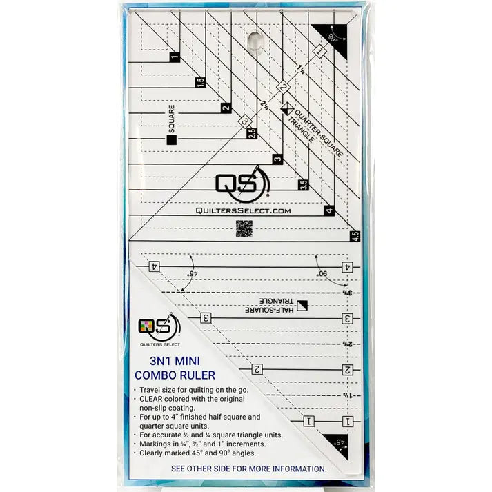 Regla Mini 3N1 Crystal Clear de Quilters Select