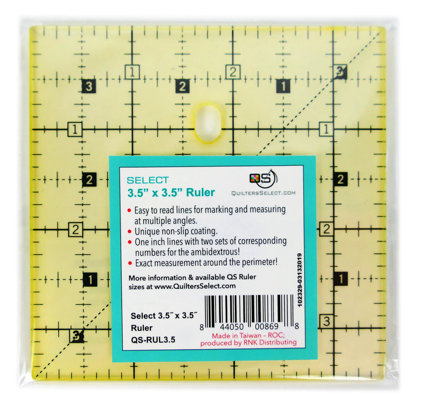 Quilters Select Non-Slip Ruler 3.5" x 3.5"