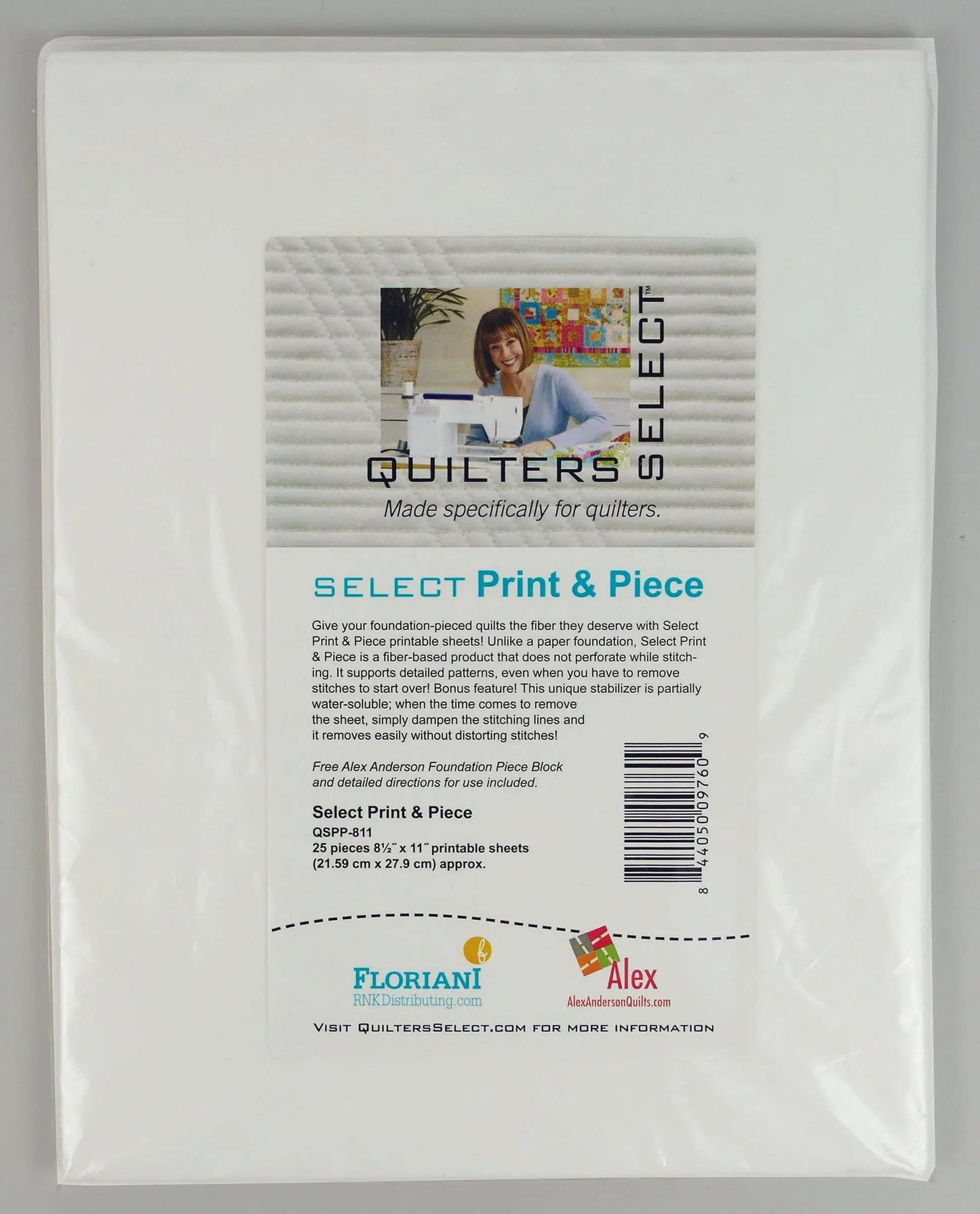 Quilters Select Print & Piece - 25 Hojas - 8.5" x 11"