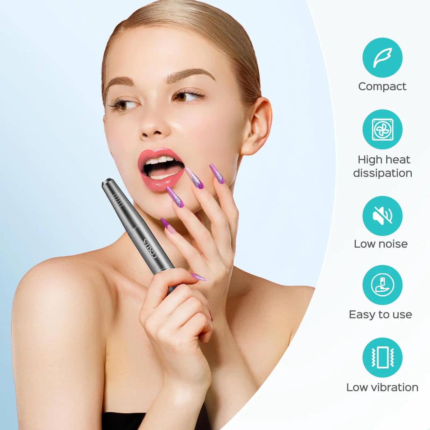 Kit de Taladro de Uñas Eléctrico Profesional COSLUS - Herramientas Portátiles para Manicura y Pedicu