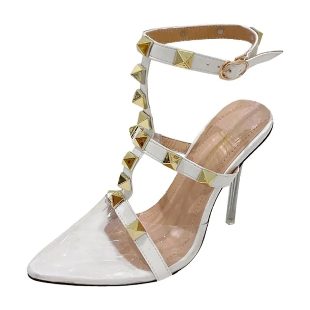 Tacones Altos de Punta con Remaches para Mujer