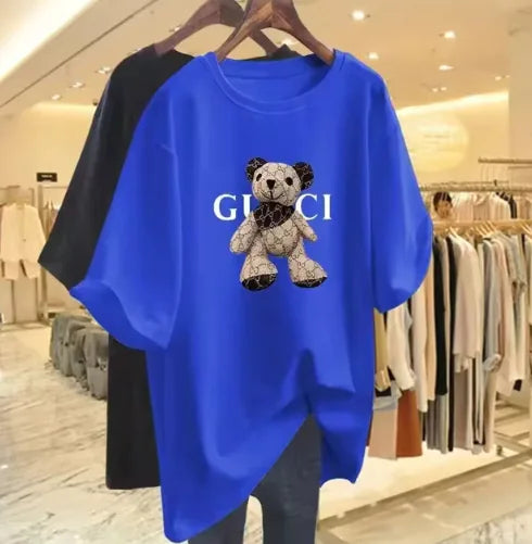 T-shirt décontracté à imprimé ours de style coréen pour femmes