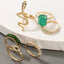 Exquisite Vintage Ring Set with Green Rhinestones