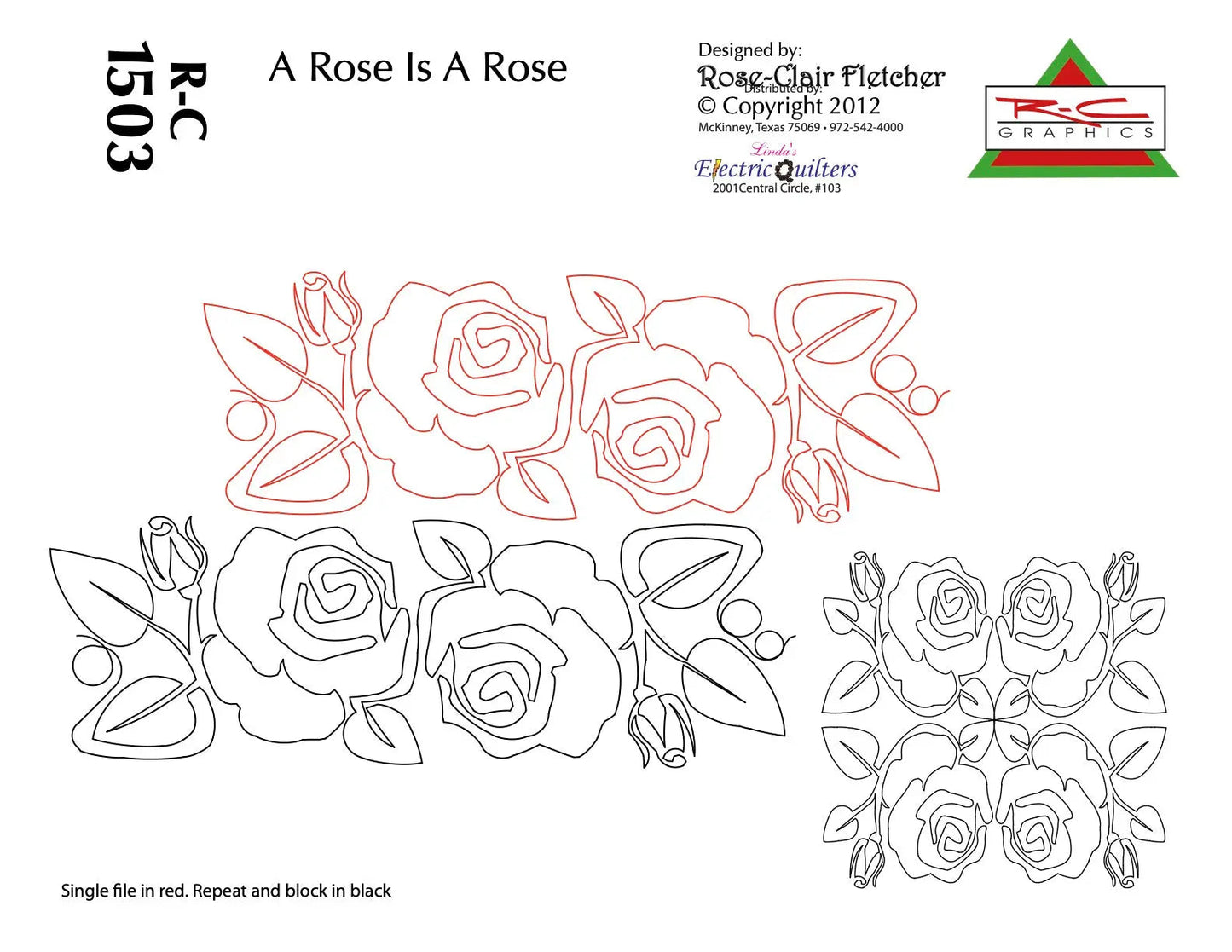 1503 A Rose Is A Rose Pantograph and Block by Rose-Clair Fletcher