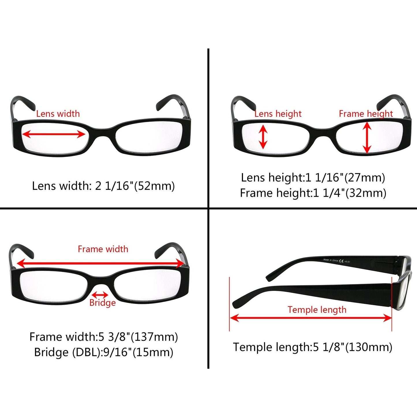Paquete de 5 Gafas Rectangulares Estilosas R040-A