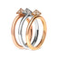 14K Tri Color Gold Diamond Pyramid Stackable Band Ring Set - Size 7