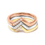 14K Gold Diamond Geometrical Chevron V Stackable Band Ring Set - Size 7
