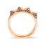 Anillo de banda piramidal de diamantes marrones en oro rosa de 14K - Talla 7