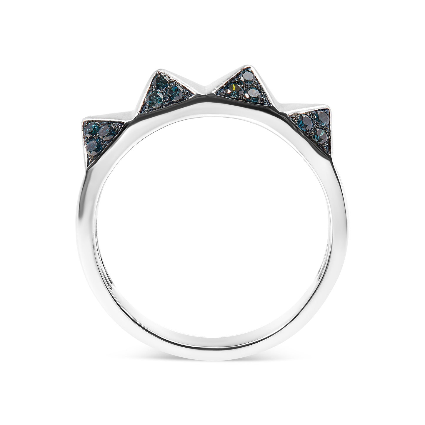 Anillo de banda piramidal de diamante azul en oro blanco de 14K - Talla 7