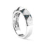 Anillo de banda piramidal de diamante azul en oro blanco de 14K - Talla 7