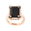 Anillo de cóctel de ónice negro y diamantes con halo en oro rosa de 14K - Talla 7