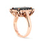 Anillo de cóctel de ónice negro y diamantes con halo en oro rosa de 14K - Talla 7