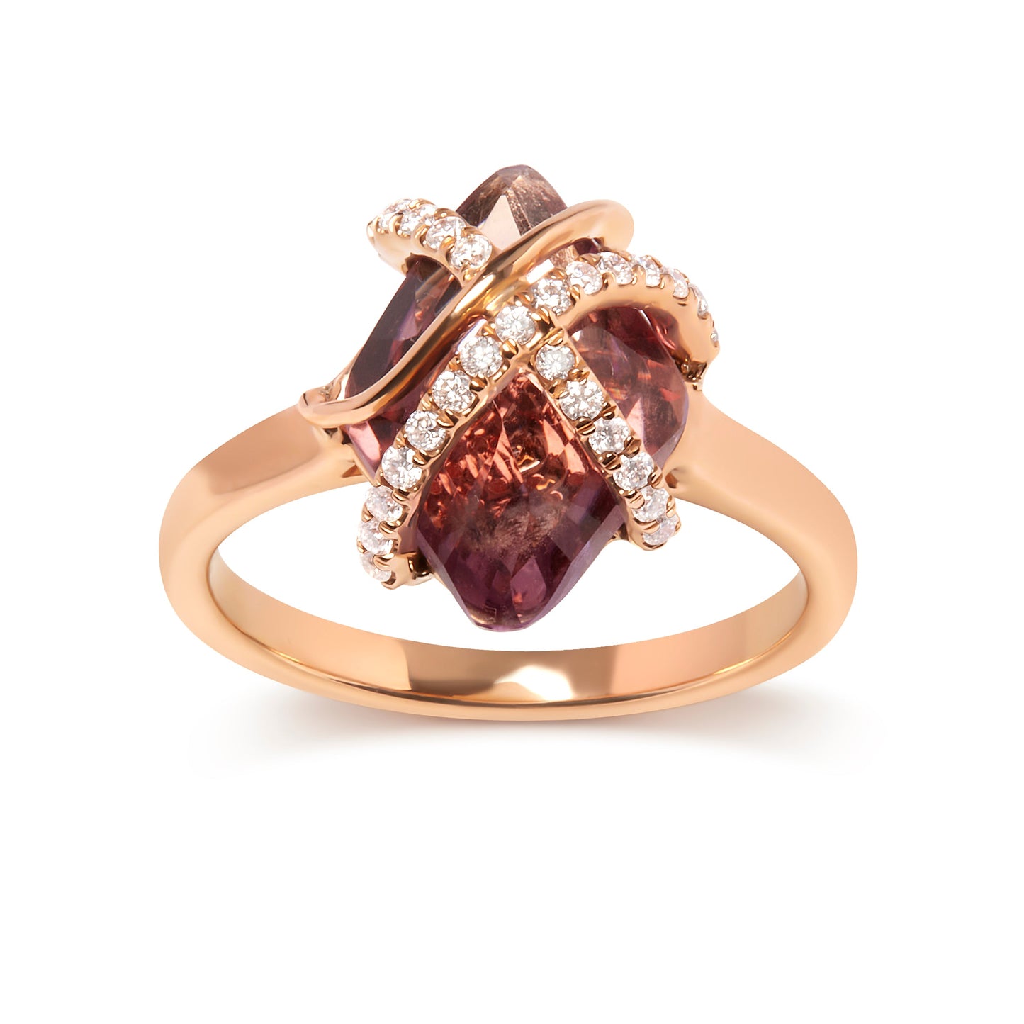 14K Rose Gold Amethyst & Diamond Cocktail Ring