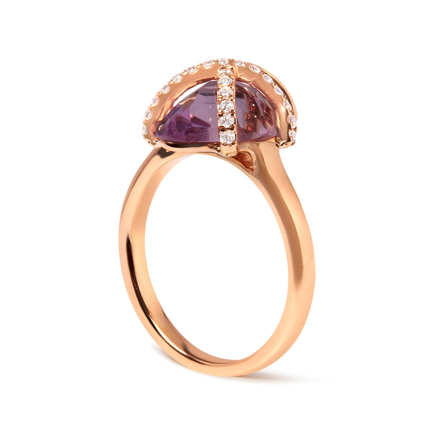 14K Rose Gold Amethyst & Diamond Cocktail Ring