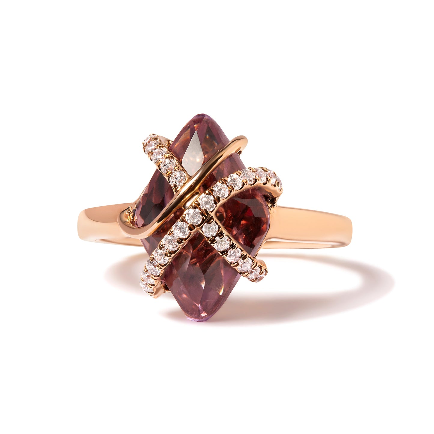 14K Rose Gold Amethyst & Diamond Cocktail Ring
