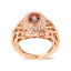 14K Rose Gold Light Pink Morganite & Diamond Halo Cocktail Ring - Size 7