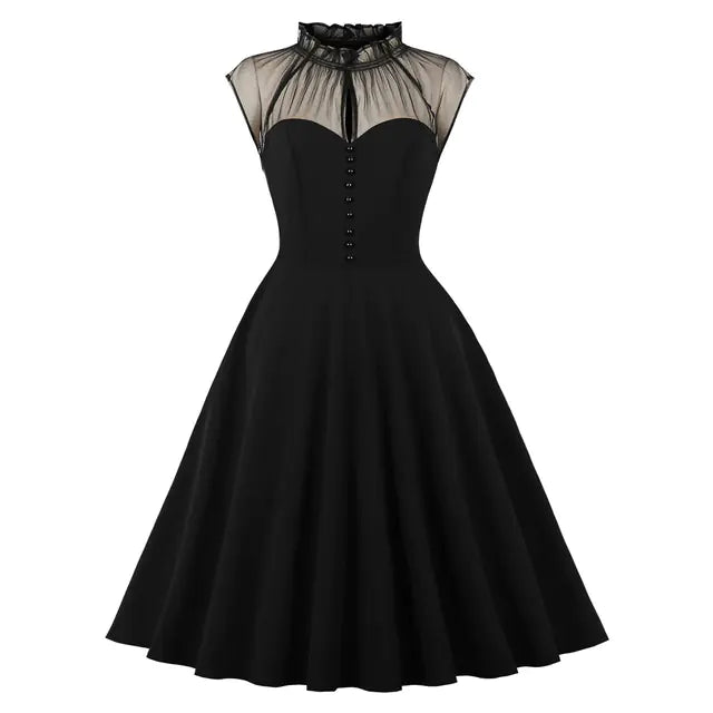 Robe de fête rétro en maille brodée élégante des années 1950
