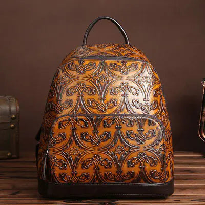 Mochila de Cuero Genuino Retro de Lujo para Mujeres