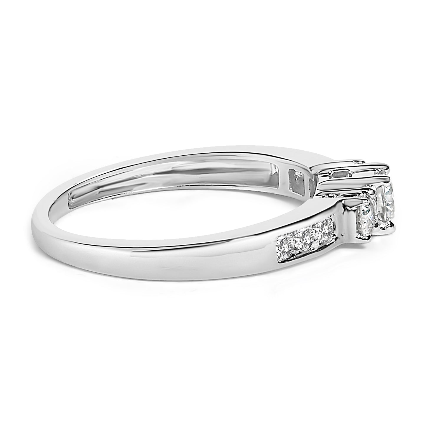 Bague en diamant trois pierres en or blanc 10K 1/2 Cttw