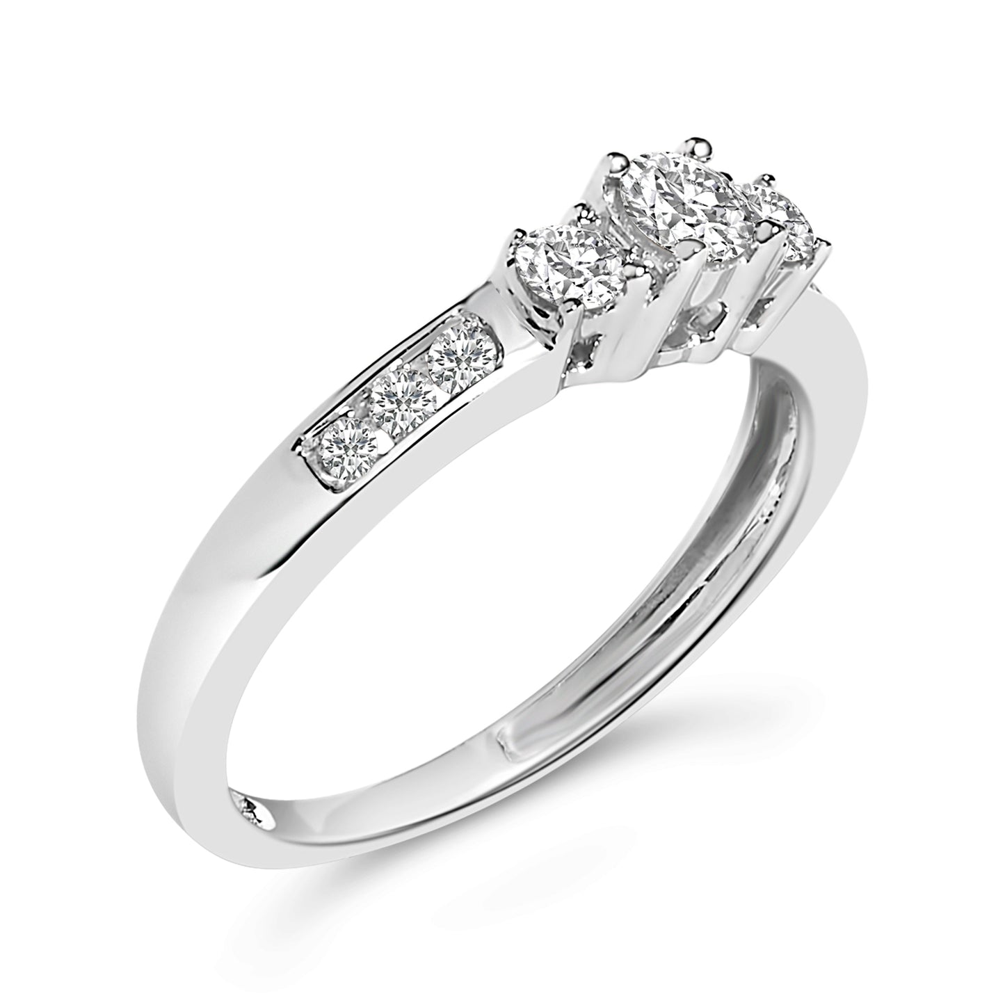 Bague en diamant trois pierres en or blanc 10K 1/2 Cttw