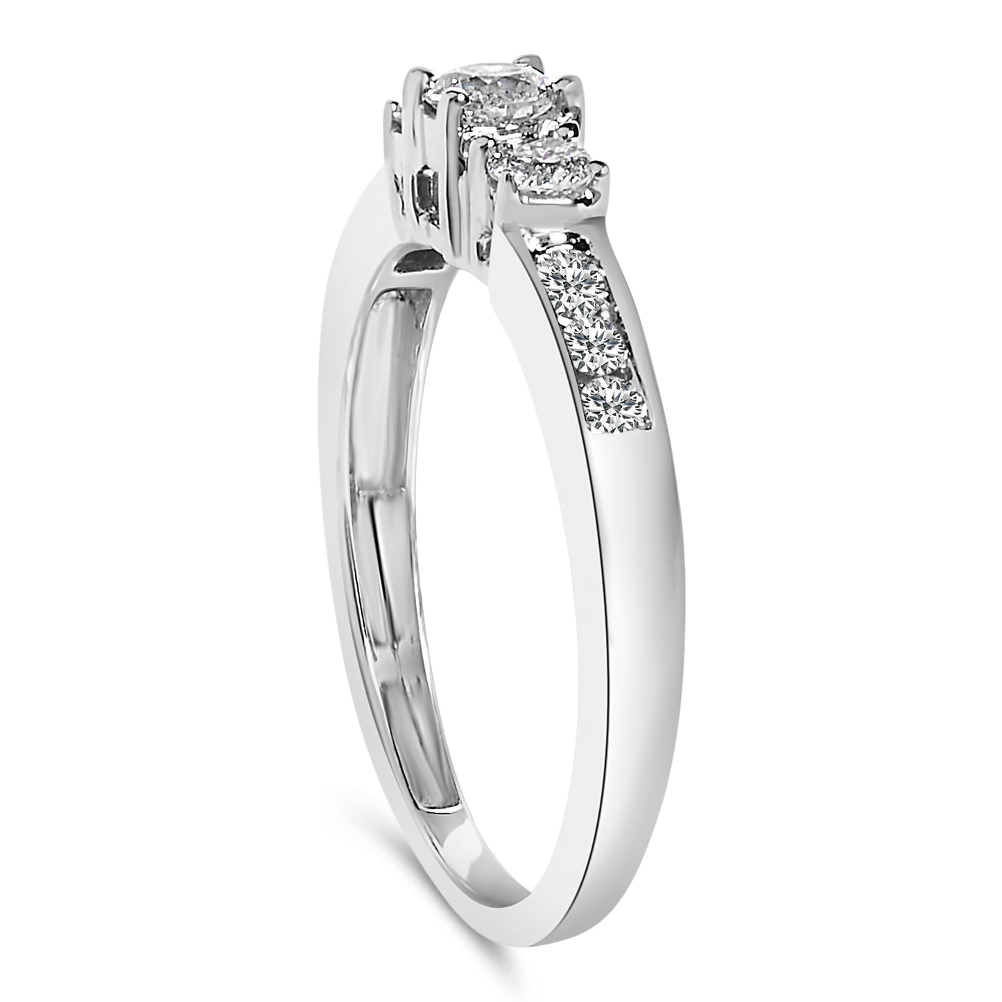 Bague en diamant trois pierres en or blanc 10K 1/2 Cttw