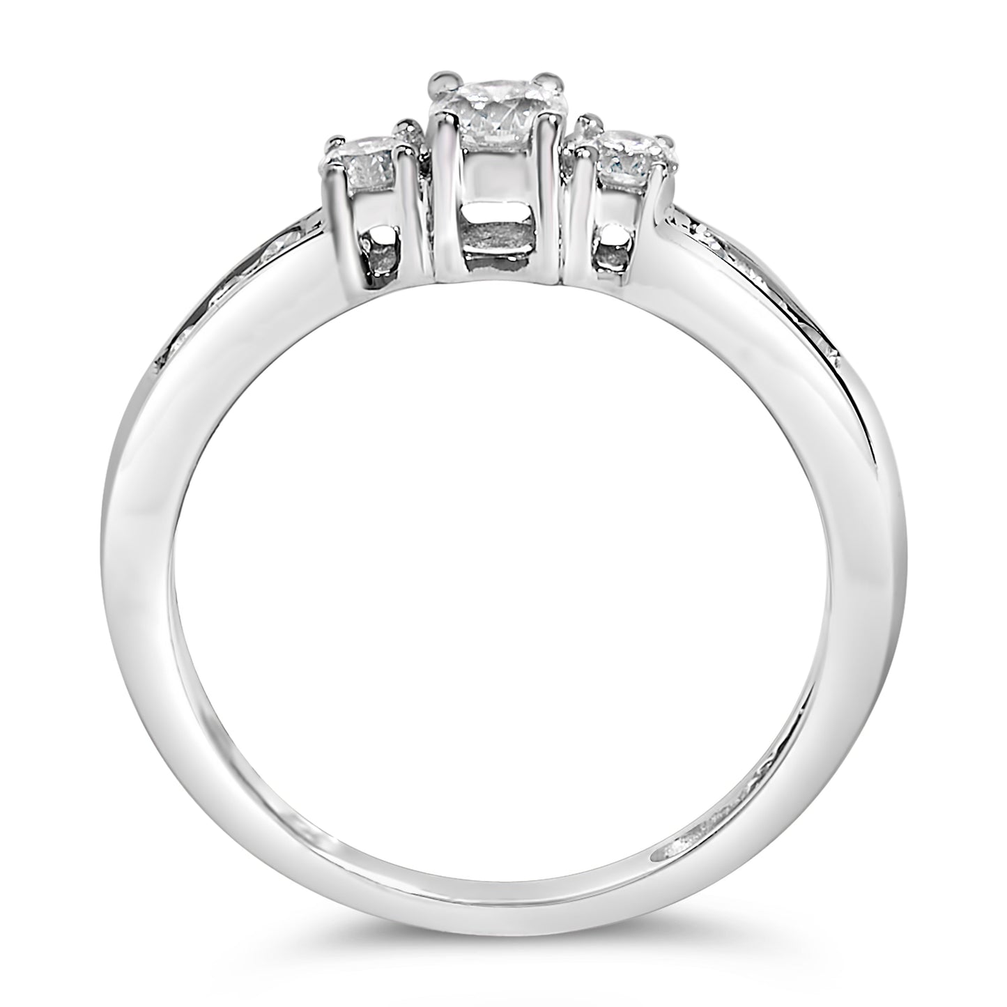 Bague en diamant trois pierres en or blanc 10K 1/2 Cttw