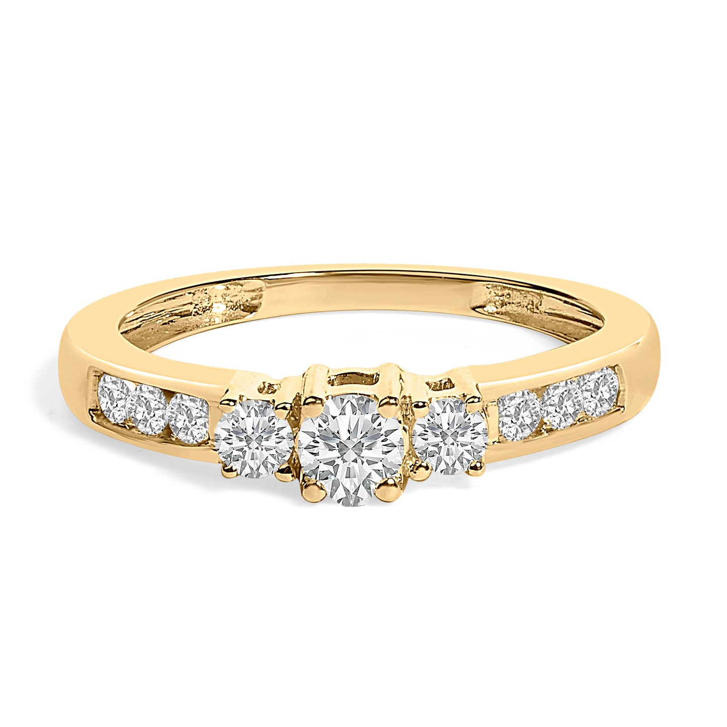 Bague en diamant trois pierres en or blanc 10K 1/2 Cttw