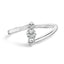 Bague verticale trois pierres en diamant cultivé en laboratoire en or blanc 10K