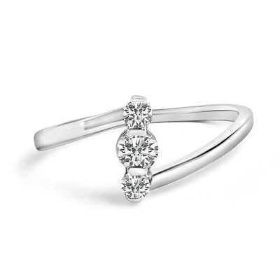 10K White Gold Lab Grown Diamond Vertical Three Stone Ring