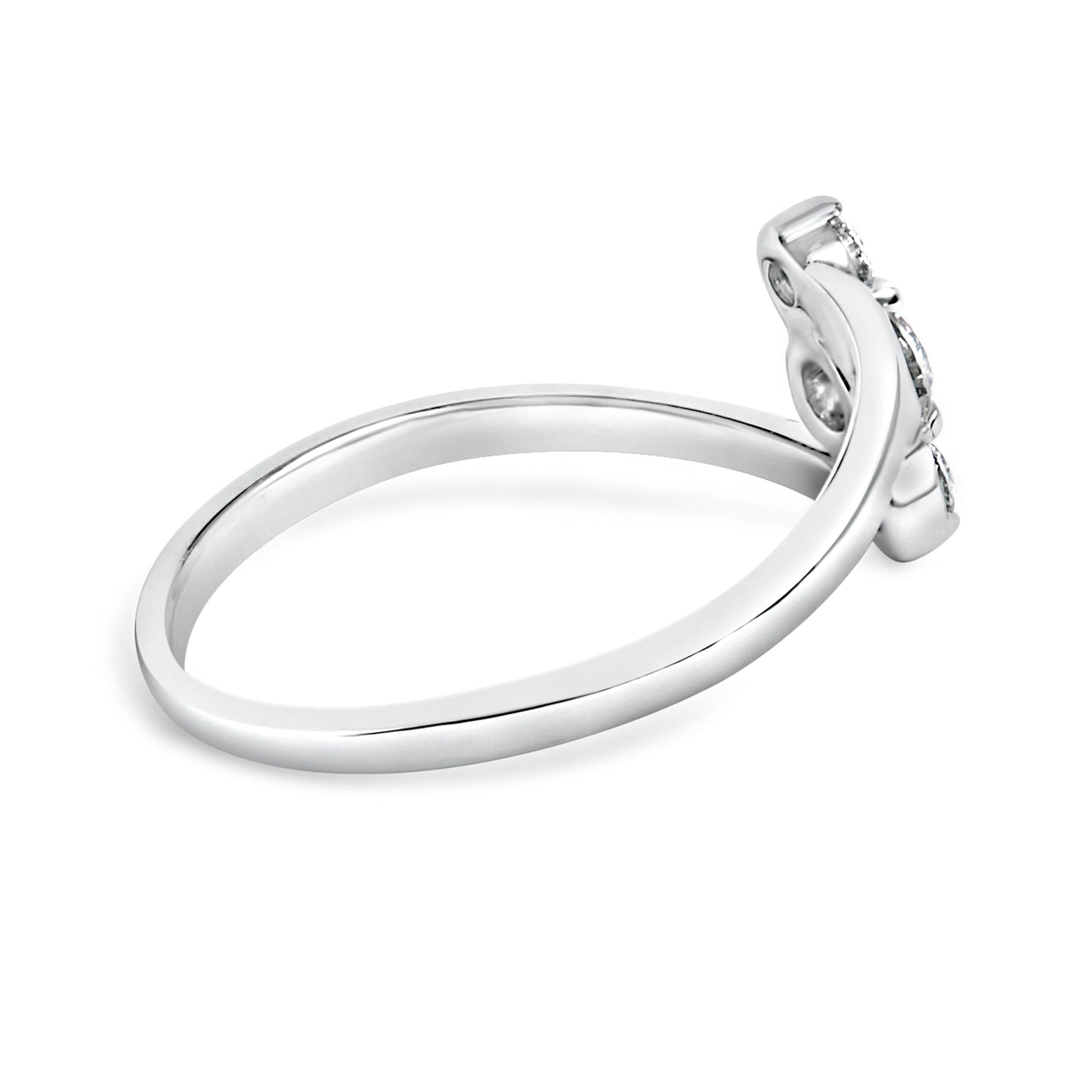 Bague verticale trois pierres en diamant cultivé en laboratoire en or blanc 10K