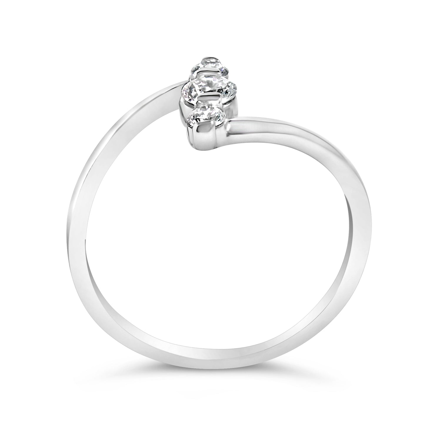 Bague verticale trois pierres en diamant cultivé en laboratoire en or blanc 10K