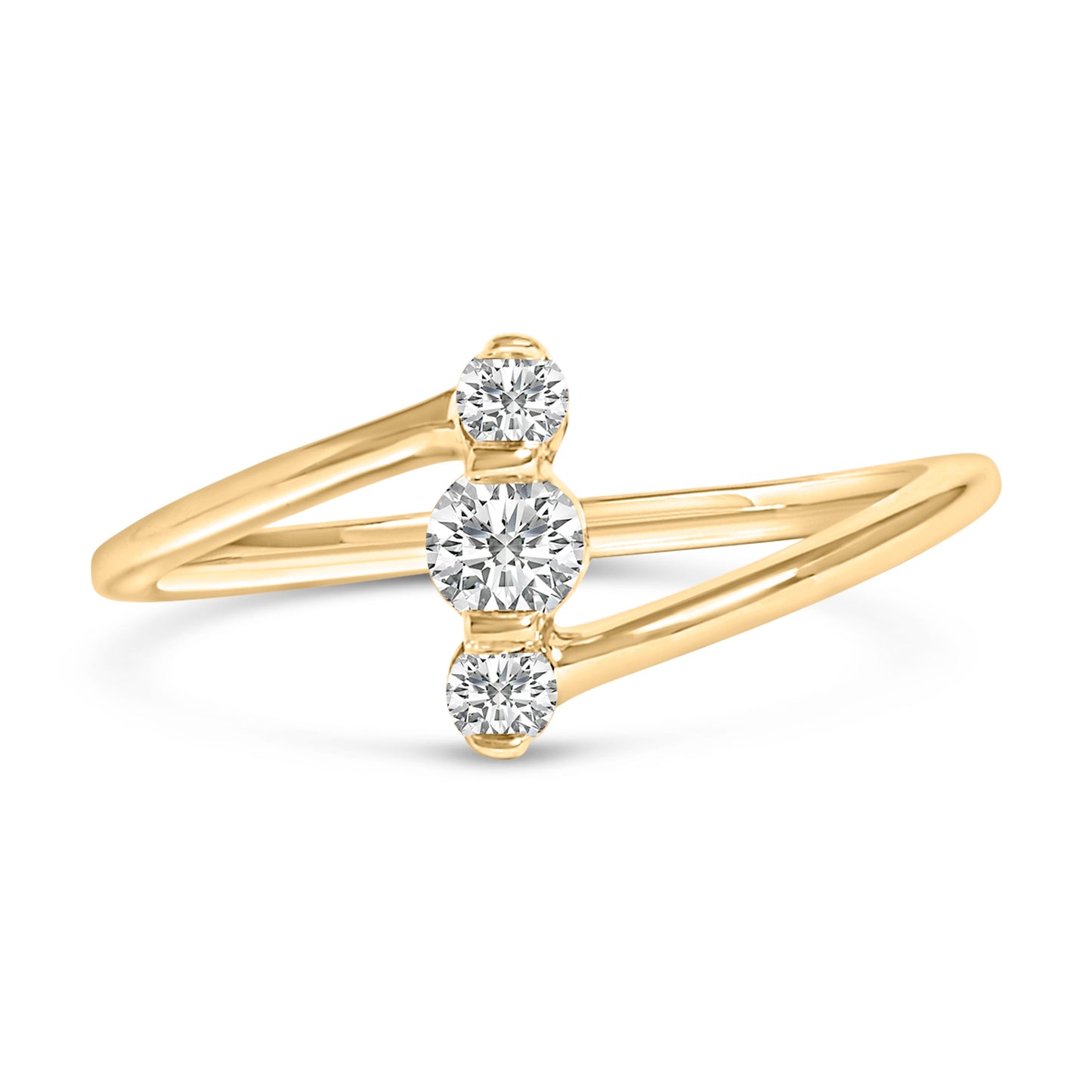 Bague verticale trois pierres en diamant cultivé en laboratoire en or blanc 10K