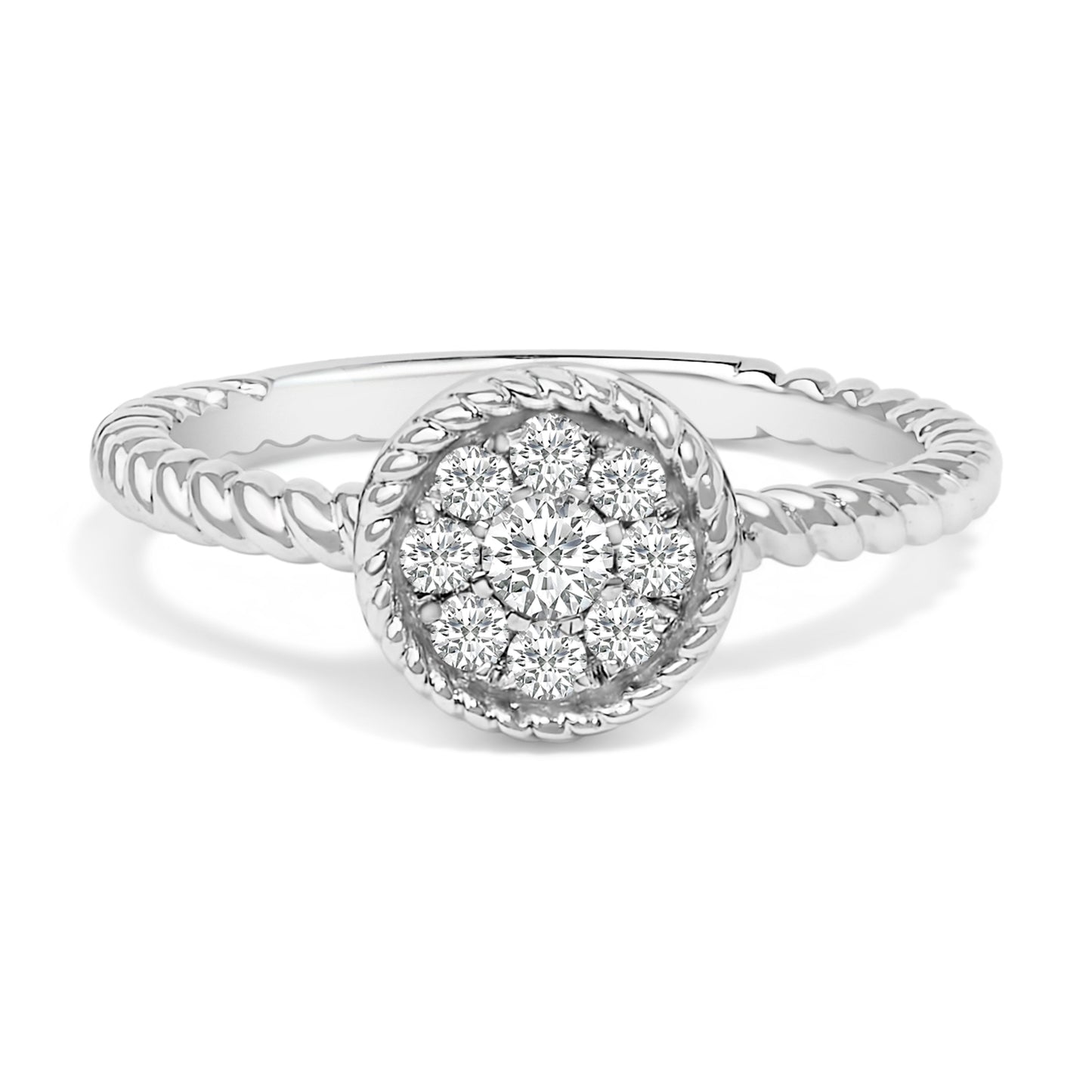 Anillo trenzado floral de diamantes de plata esterlina 1/4 Cttw