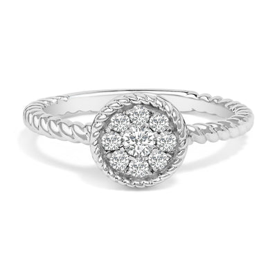 Bague tressée florale en argent sterling avec diamants de 1/4 Cttw
