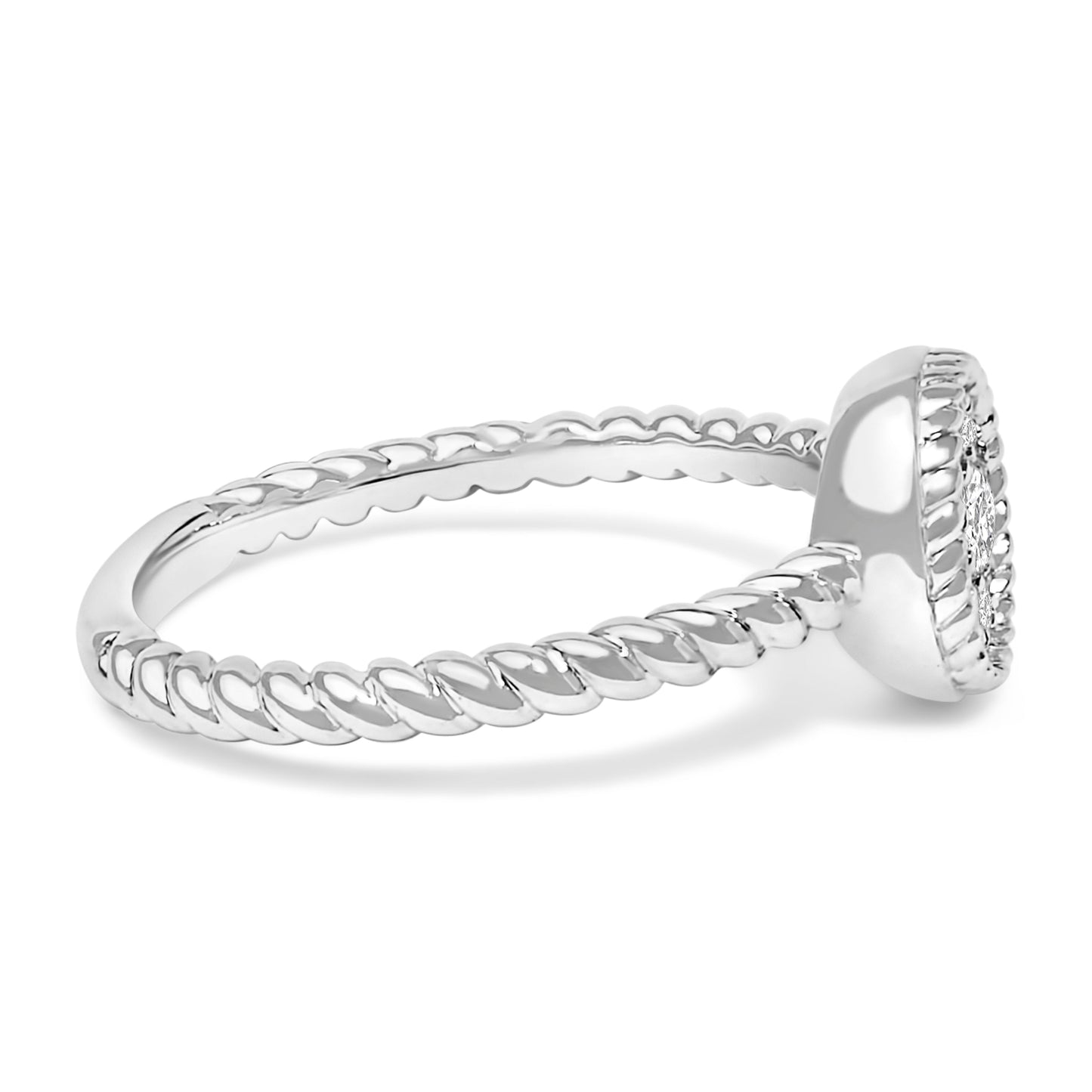 Anillo trenzado floral de diamantes de plata esterlina 1/4 Cttw