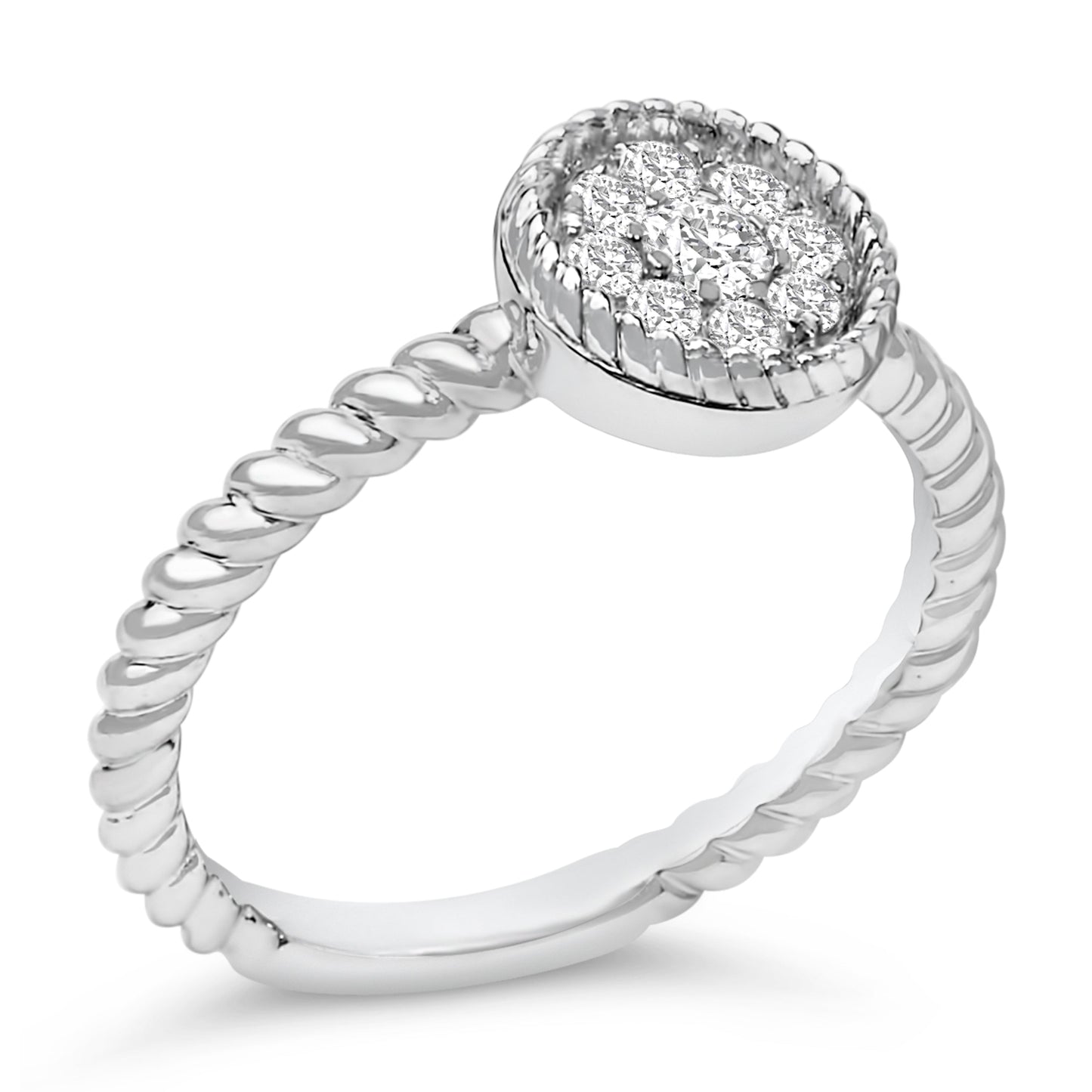 Anillo trenzado floral de diamantes de plata esterlina 1/4 Cttw