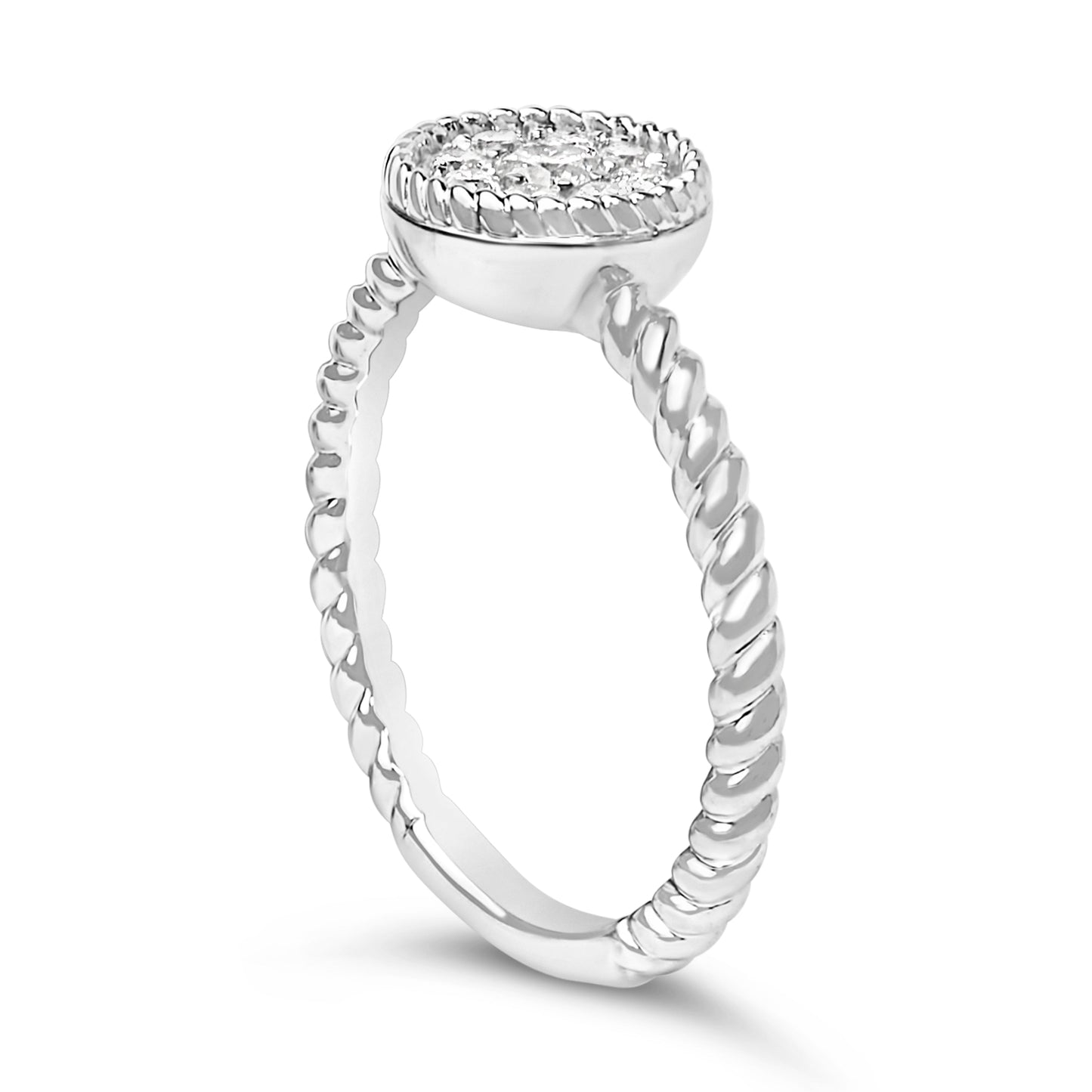Anillo trenzado floral de diamantes de plata esterlina 1/4 Cttw