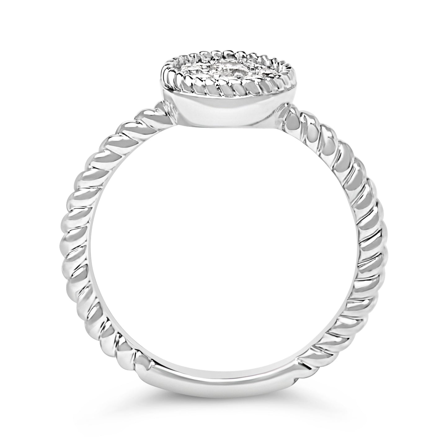 Anillo trenzado floral de diamantes de plata esterlina 1/4 Cttw