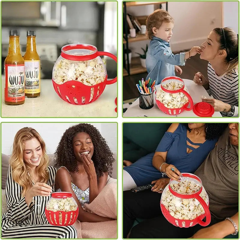 Poper de Palomitas de Maíz de Vidrio para Microondas con Tapa de Silicona