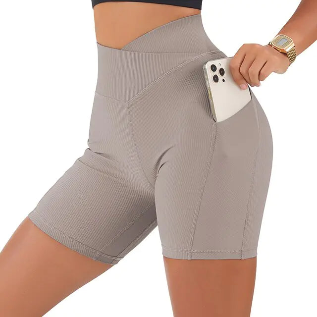 Shorts de Yoga Sin Costuras de Cintura Alta para Mujeres