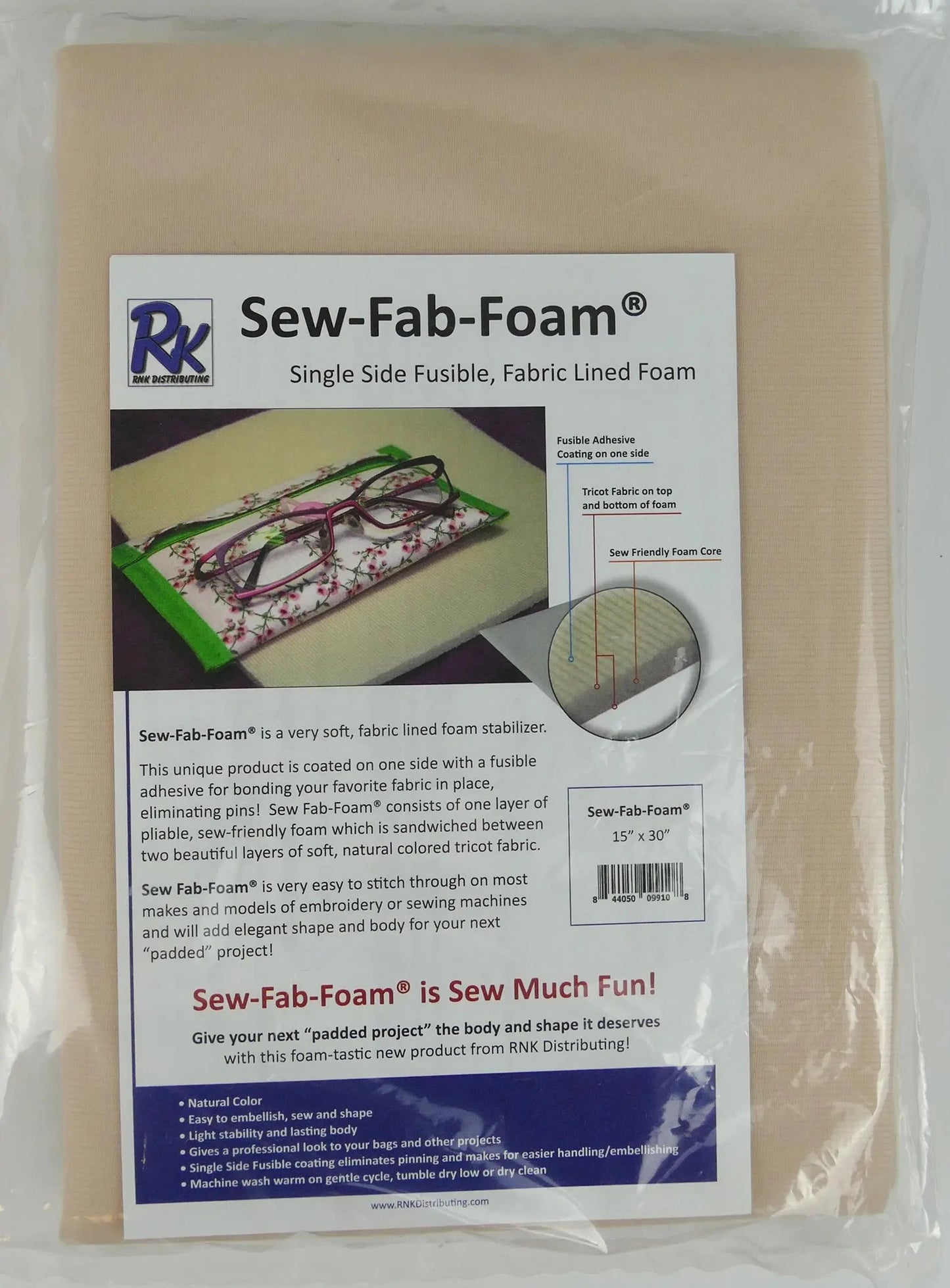 RNK Sew-Fab-Foam - Fusible Único 30" x 30"