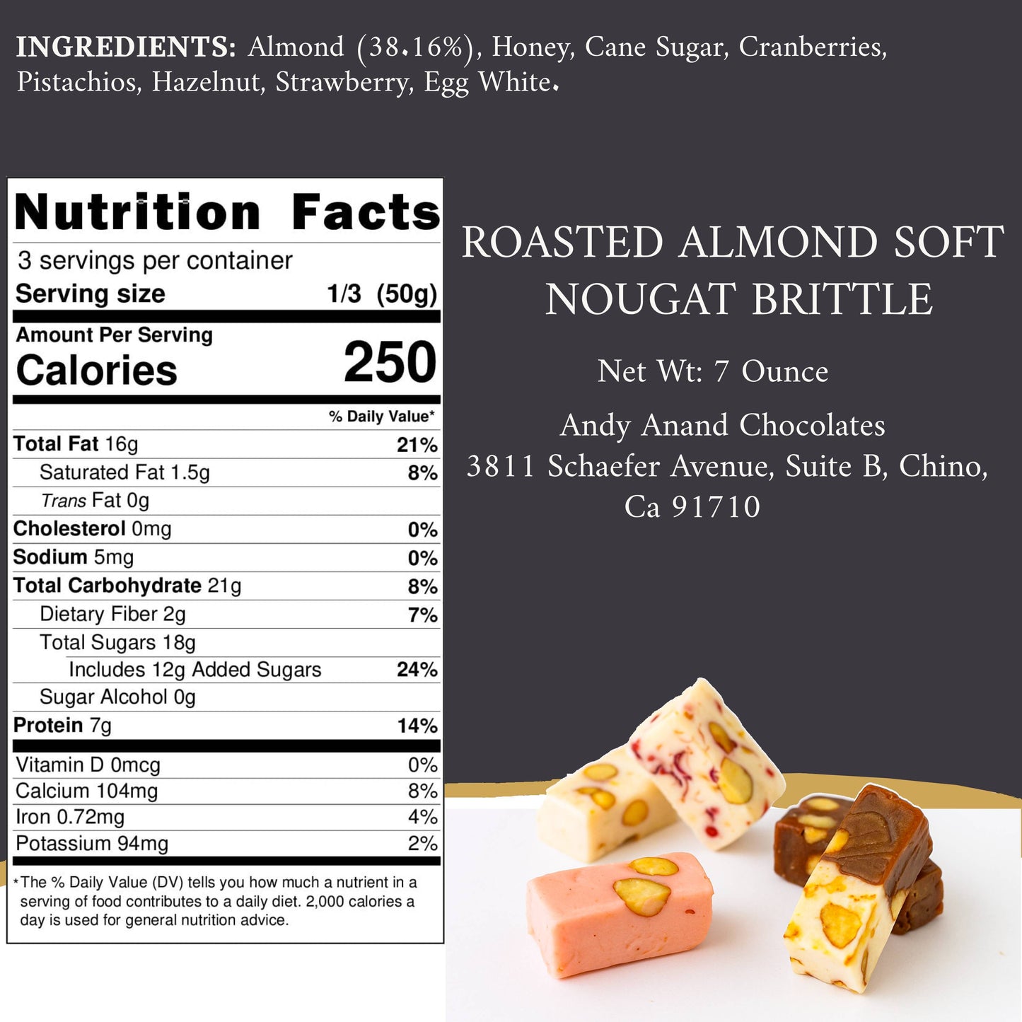 Nougat de Almendra Tostada Andy Anand - 28 Delicias en Tamaño Bocado