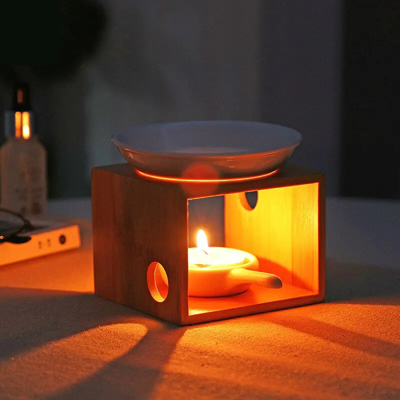 Difusor de Aroma de Bambú y Soporte para Velas