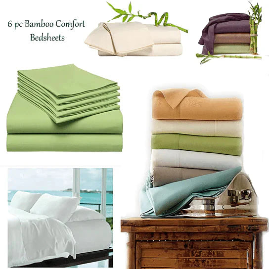 6-Piece Luxury Soft Bamboo Bed Sheet Set - 12 Colors