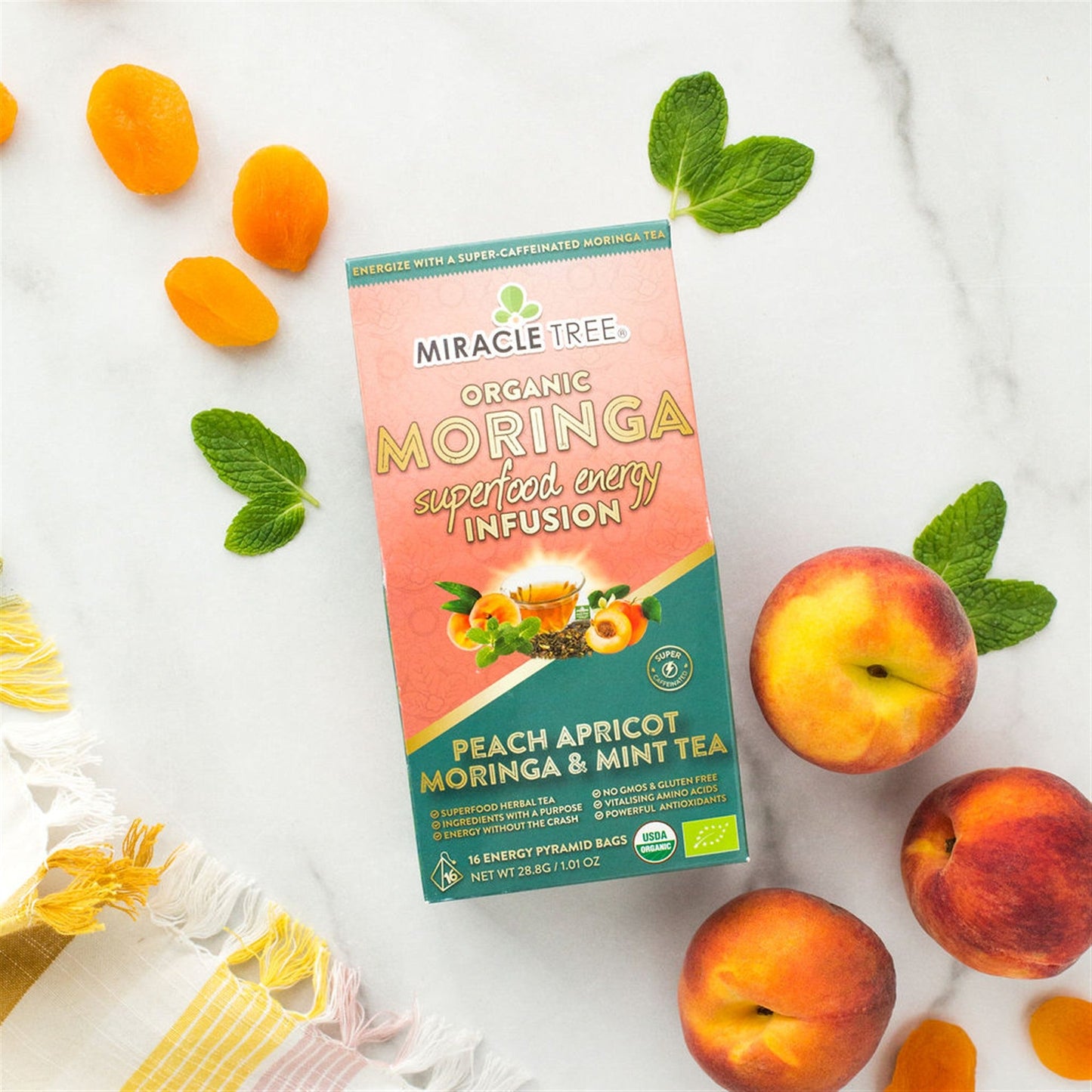 Té Energético de Moringa - Durazno, Menta y Albaricoque