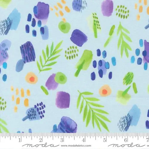 Tissu en coton à motifs aquarelle feuilles radieuses - 44"/45" par yard
