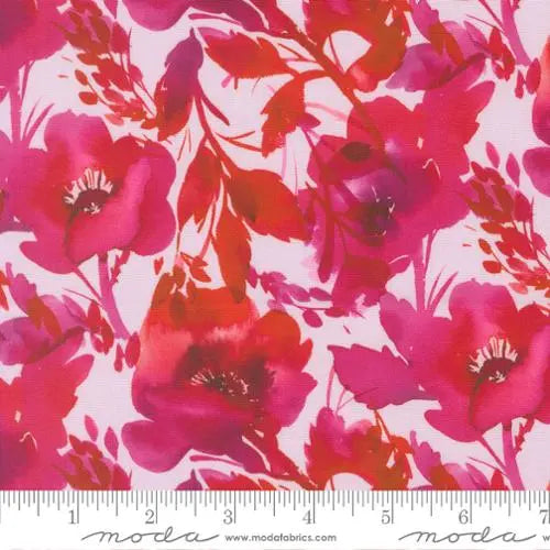 Radiant Pink Poppies Cotton Fabric - 44"/45" Per Yard