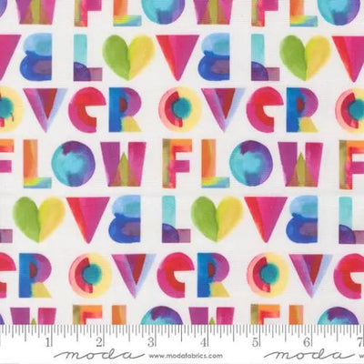 Radiant Rainbow Over Flow Text Cotton Fabric - 44"/45" Per Yard